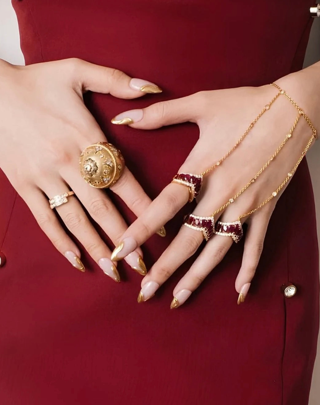Gold-Drip French Tips
